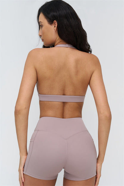 Deep V-Neckline Sports Bra