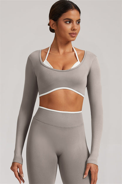 Long Sleeve + Crop Top Leggings 2-Piece Set