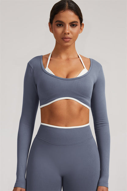 Long Sleeve + Crop Top Leggings 2-Piece Set