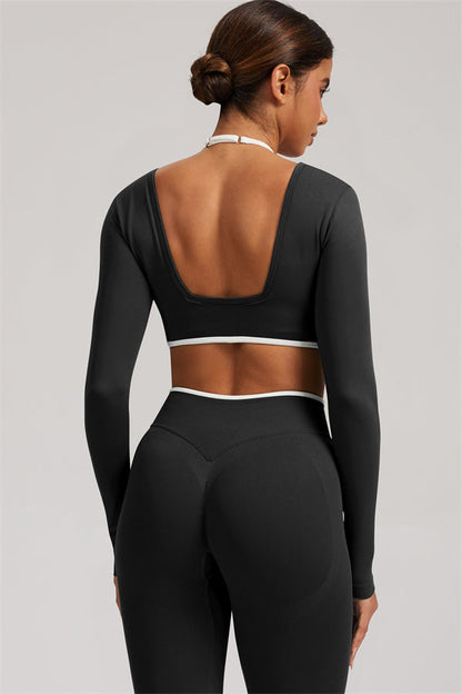 Long Sleeve + Crop Top Leggings 2-Piece Set