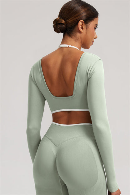 Long Sleeve Crop top Shorts 2-Piece Set