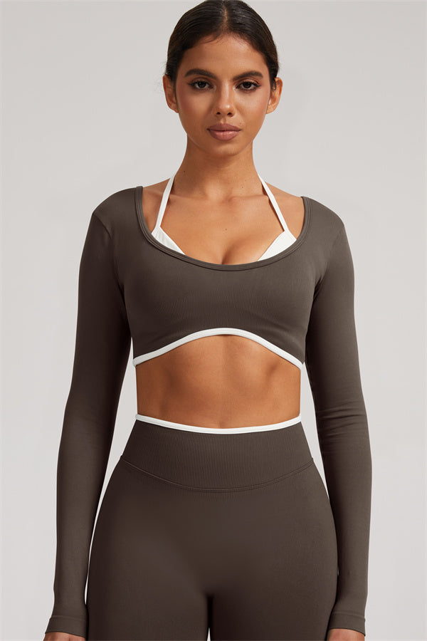Long Sleeve Crop top Shorts 2-Piece Set