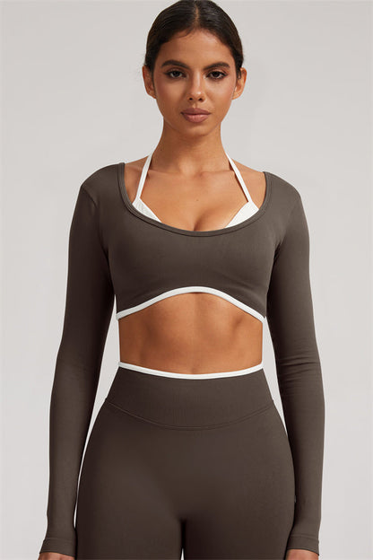 Long Sleeve Crop top Shorts 2-Piece Set