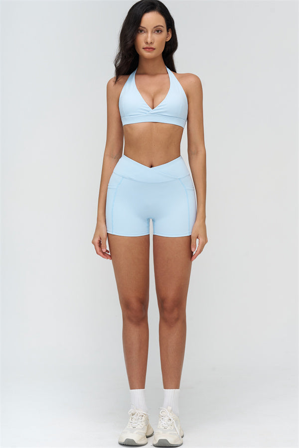 Deep V-Neckline Sports Bra