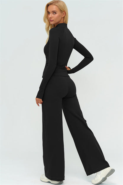 Zip Jacket New Straight Leg Pants 2-Piece Set