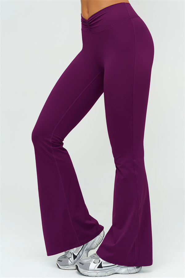 V-Back Sports Bra Flared Leggings 2-Piece Set