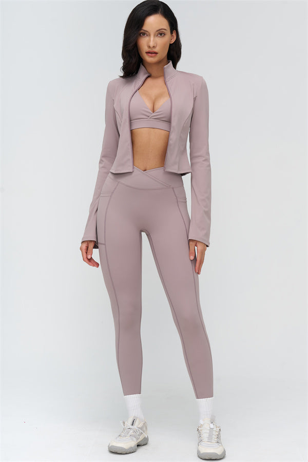 Deep V-Neckline Sports Bra