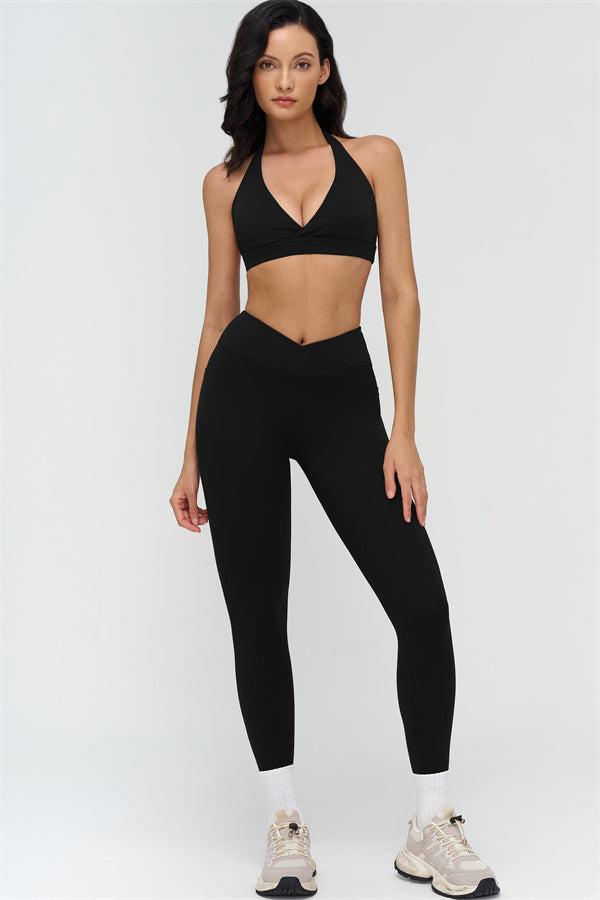 Deep V-Neckline Sports Bra