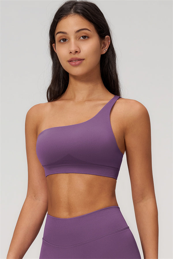 One-Shoulder Sports Bra Shorts 2-Piece Set