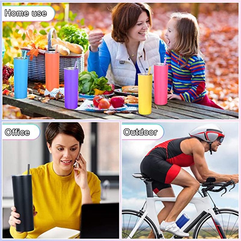 Stainless Steel Thermos Water Bottle With Straw