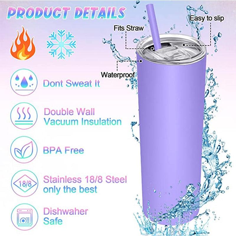Stainless Steel Thermos Water Bottle With Straw